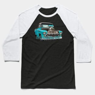 Customized 1957 Chevrolet 3100 Stepside Pickup Baseball T-Shirt